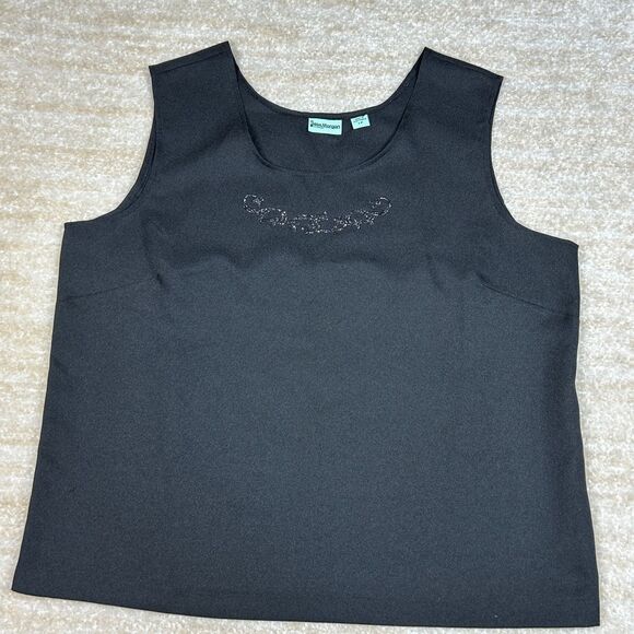 Sara Morgan Tops - Sara Morgan Tank Top Womens LP Black Sleeveless Beaded Embellished Shell Classic